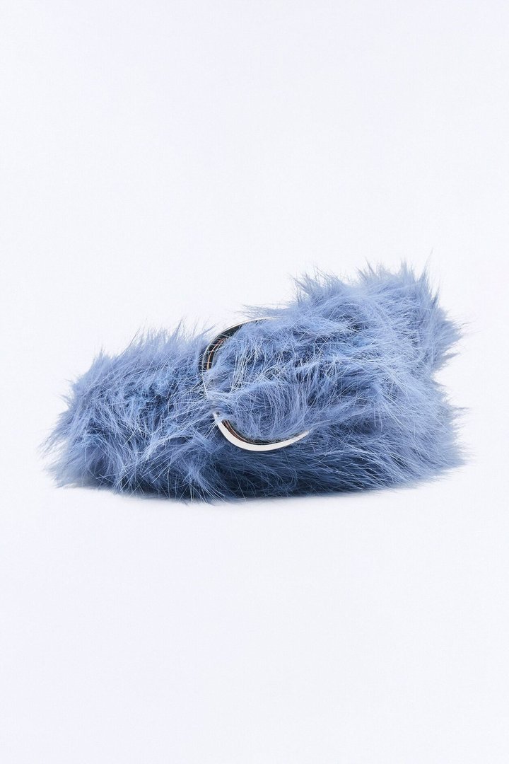 Faux Fur Utility Belt - Blue