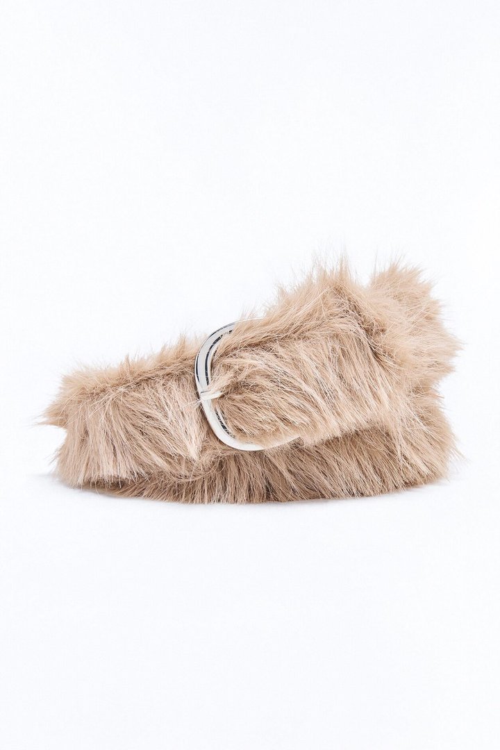 Faux Fur Utility Belt - Taupe