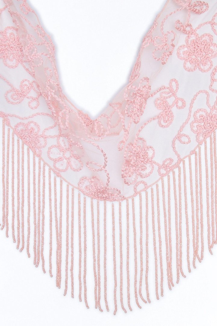 Mojave Whisper Beaded Fringe Scarf Belt - Pink