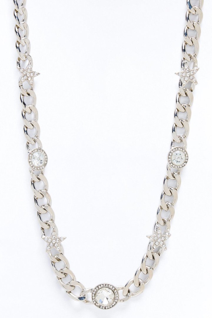 Beaming Stars Cuban Necklace - Silver