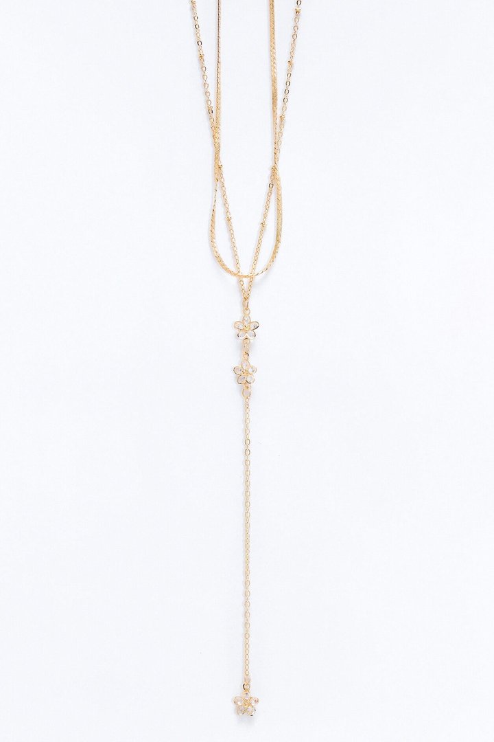 Golden Daisies Lariat Neckalce - Gold