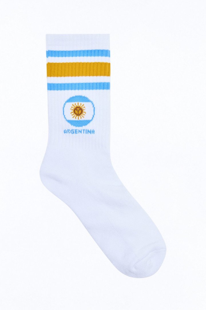 Love Argentina Crew Socks - White/combo