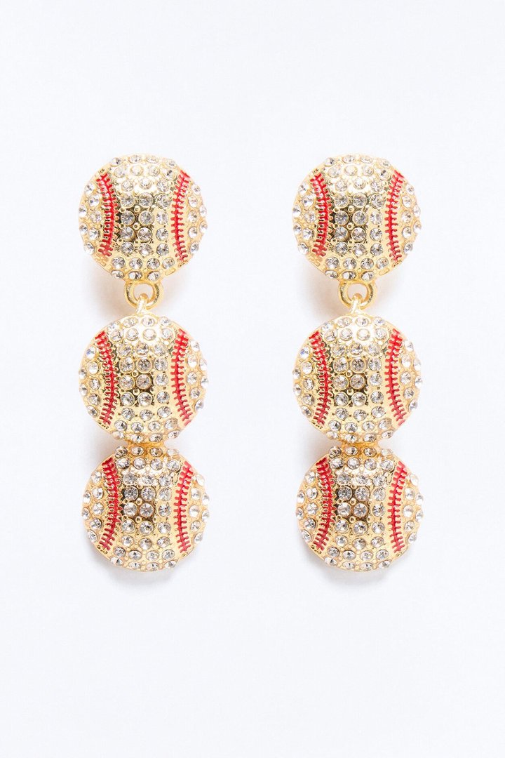 Ball Game Baddie Earrings - Silver/Red