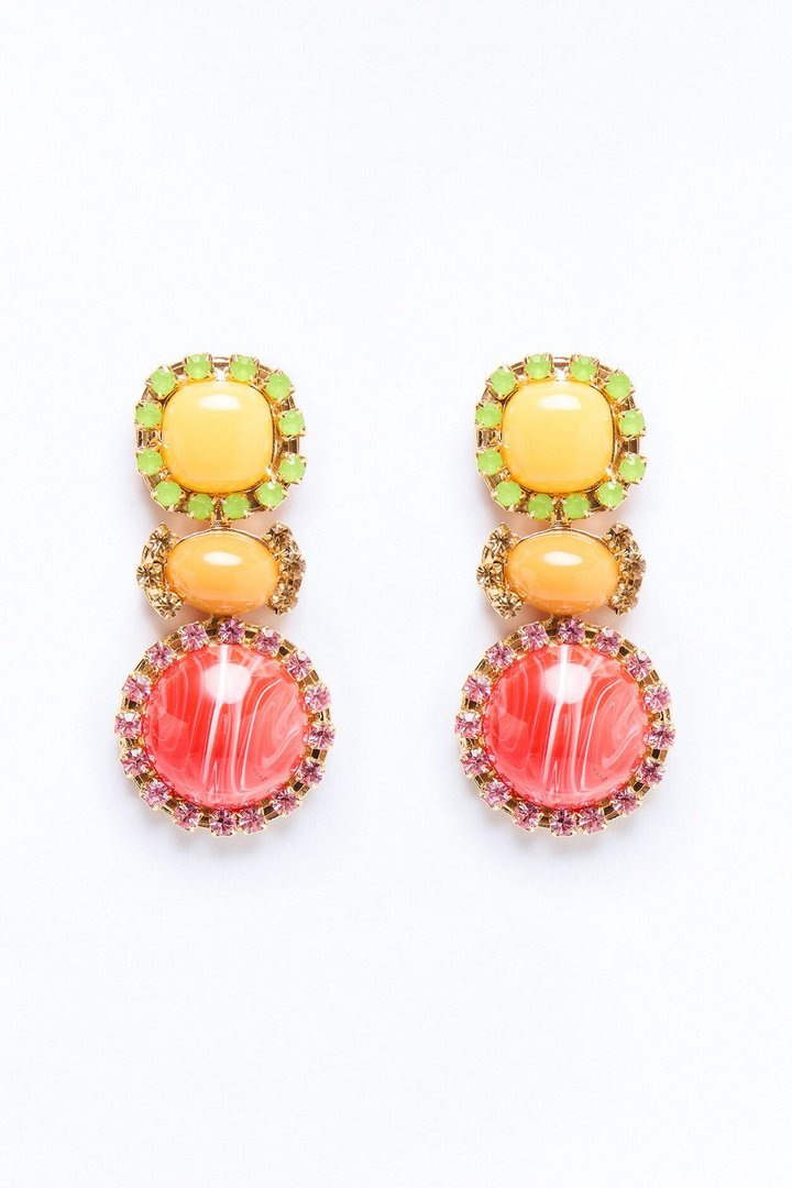Summer Gaze Rhinestone Earrings - Multi Color