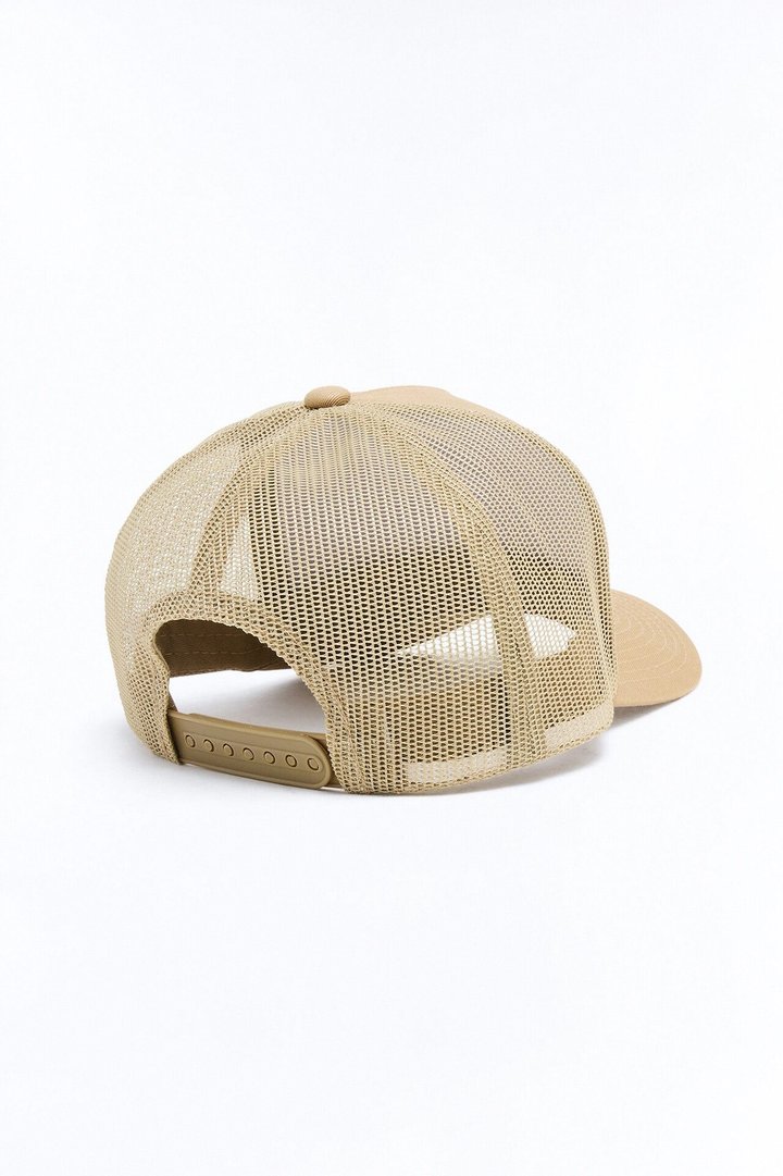 Basic Mesh Back Panel Snapback Hat - Khaki