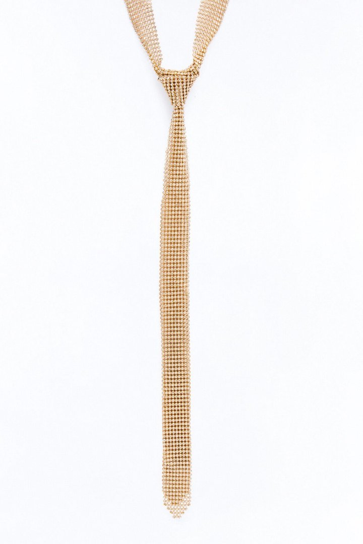 Off The Clock Tie Necklace - Gold