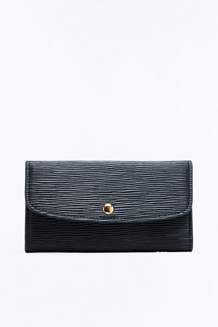 It's Giving Big Money Faux Leather Fold Over Wallet - Black