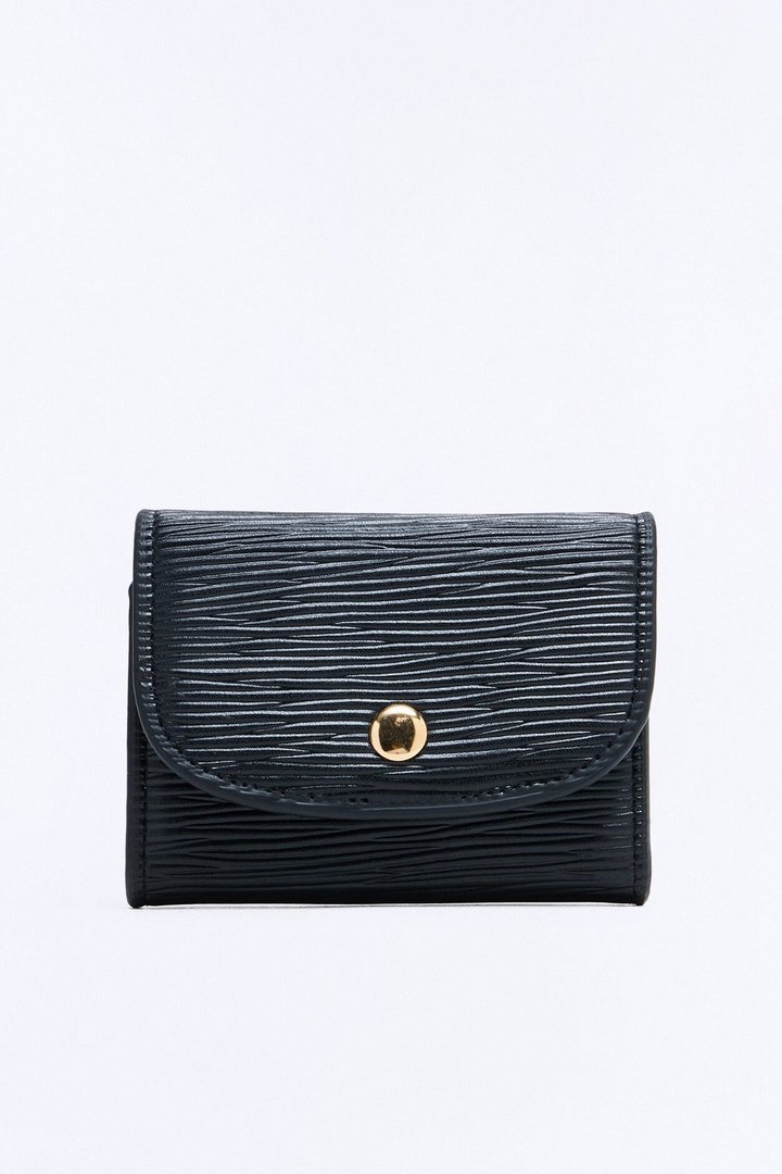 It's Giving Money Faux Leather Fold Over Wallet - Black