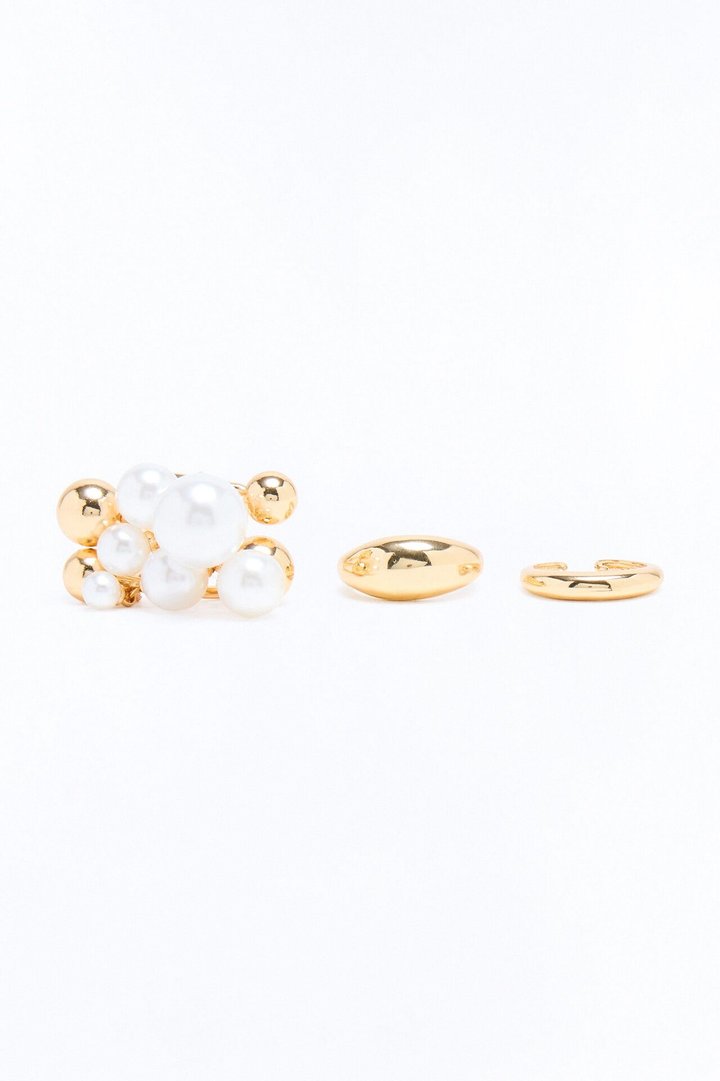 Pop The Champagne 3 Piece Ring Set - Gold/combo