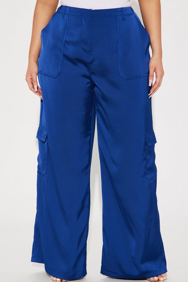 Pretty Girl Satin Cargo Pant - Navy
