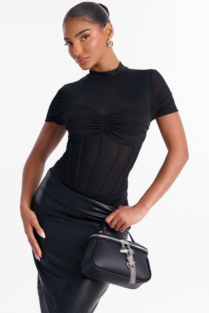 Bringing The Charm Faux Leather Crossbody - Black