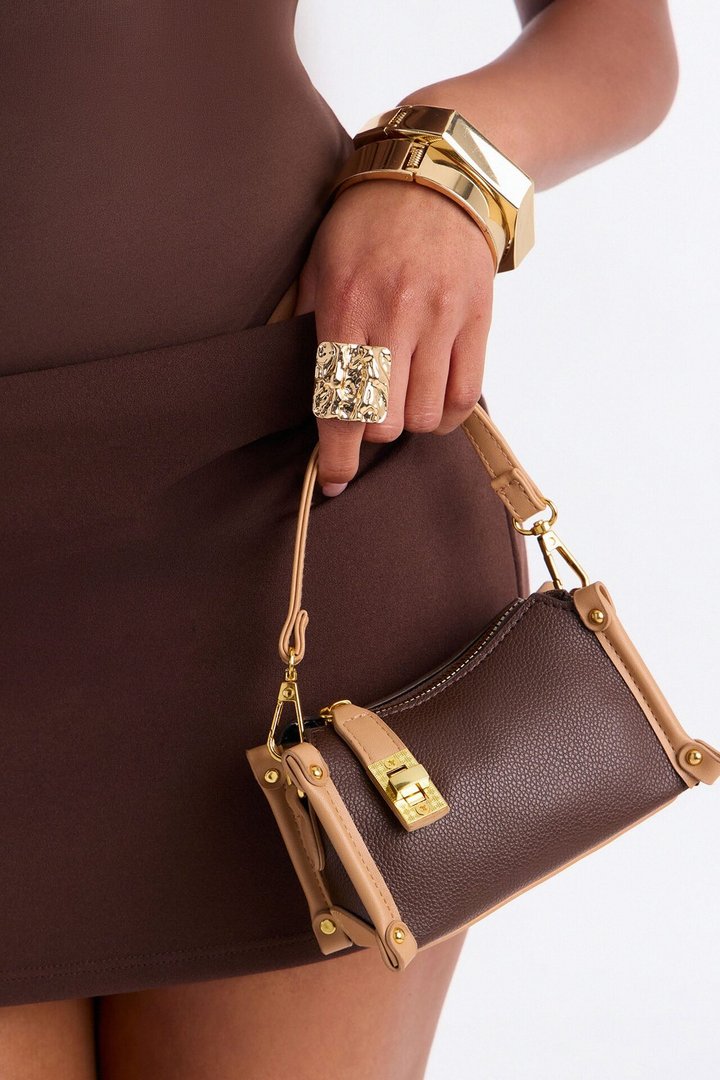Your Heart Is Safe Faux Leather Crossbody Bag - Brown/combo