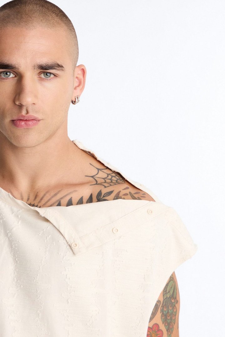 Relaxed Sands Of Time Sleeveless Tee - Oatmeal