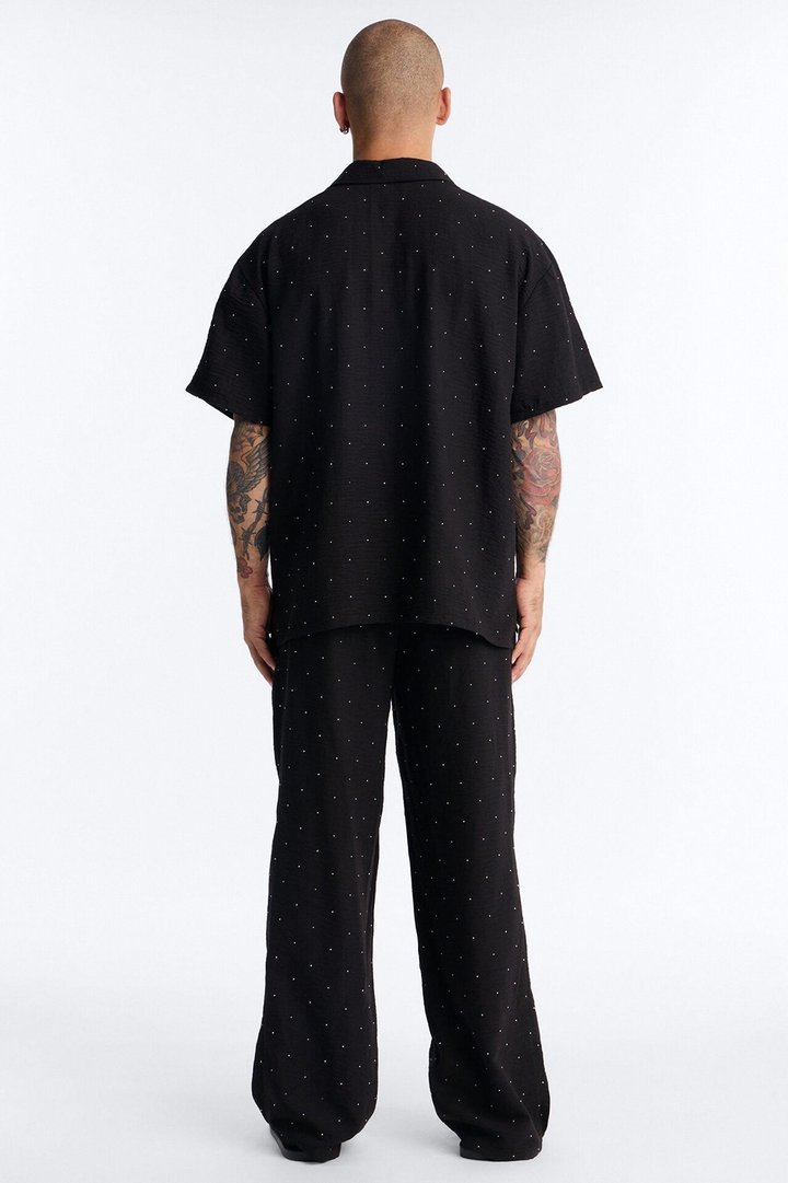 Oversized Midnight Glimmer Polo - Black