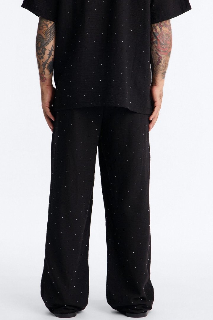 Baggy Pleated Midnight Glimmer Pant - Black
