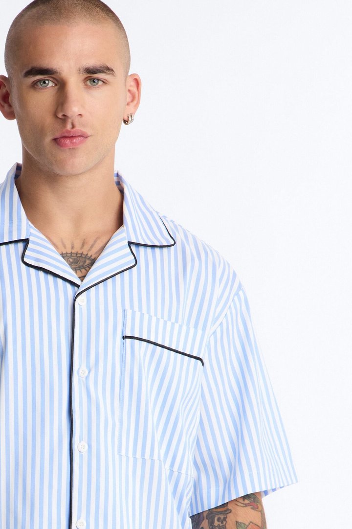 Cozy Night In Stripe Lounge Top - Blue/combo