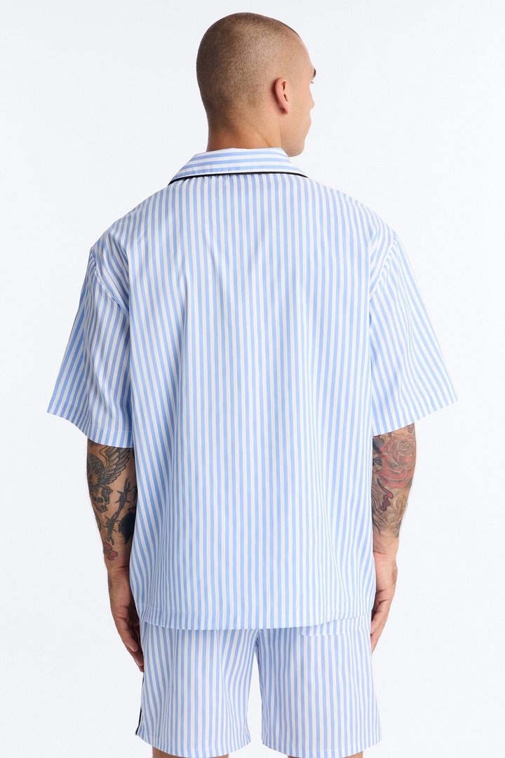 Cozy Night In Stripe Lounge Top - Blue/combo