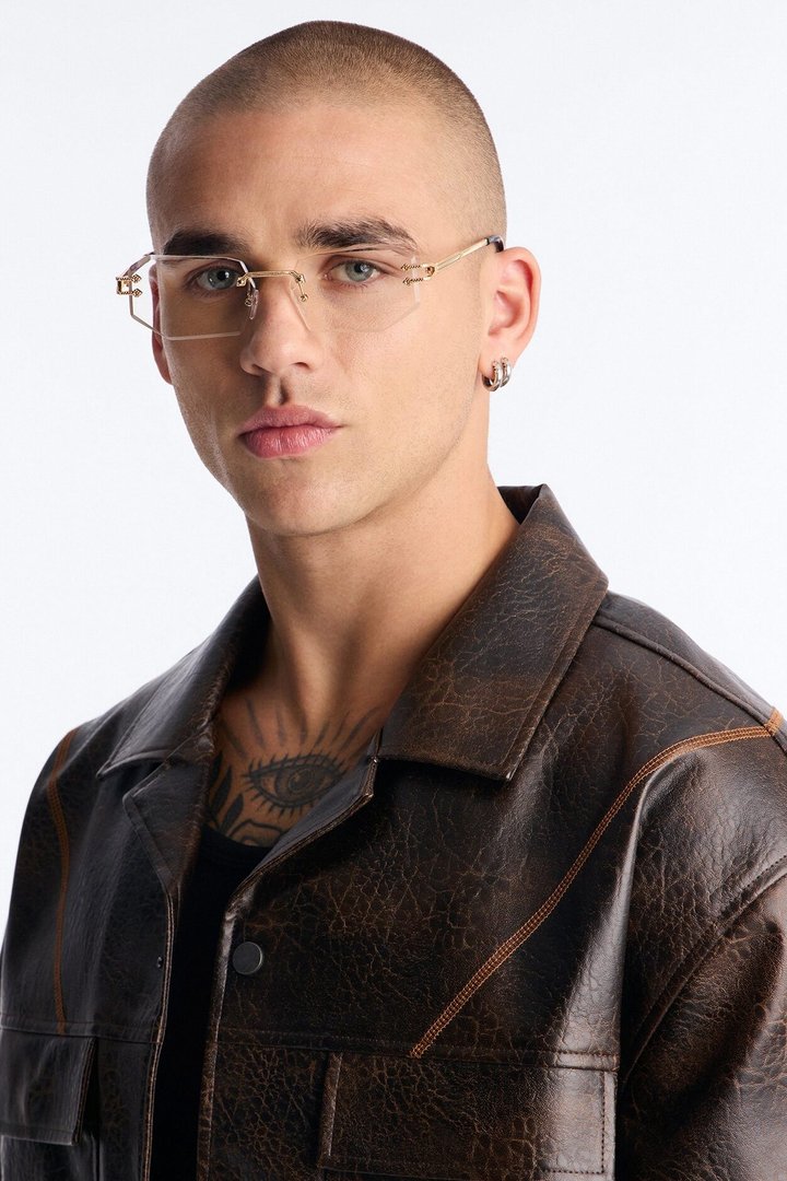 Anubis Frameless Geometric Sunglasses - Gold/Clear