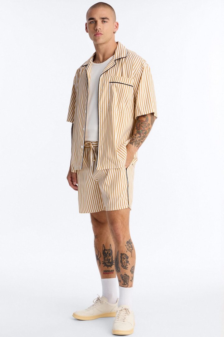 Cozy Night In Stripe Lounge Shorts - Gold/combo