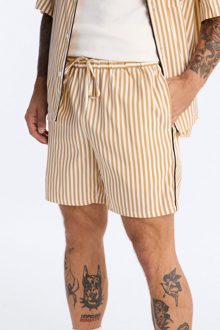 Cozy Night In Stripe Lounge Shorts - Gold/combo