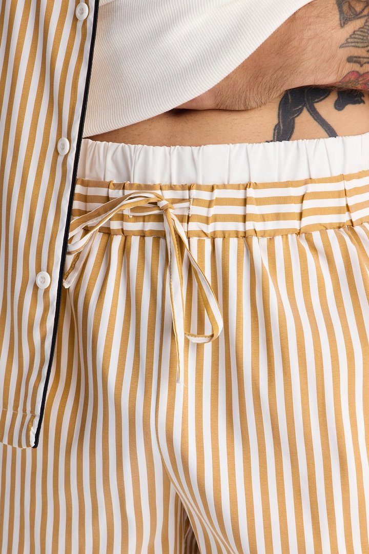 Cozy Night In Stripe Lounge Shorts - Gold/combo