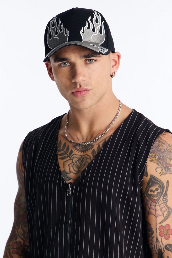 Super Hot Embroidery Cotton Twill Snapback Hat - Black