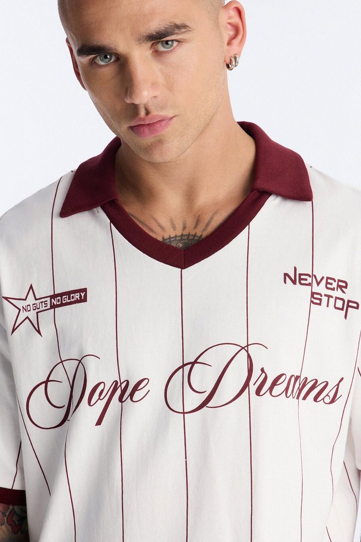 Dope Dreams 33 Johnny Collar Soccer Jersey - Cream