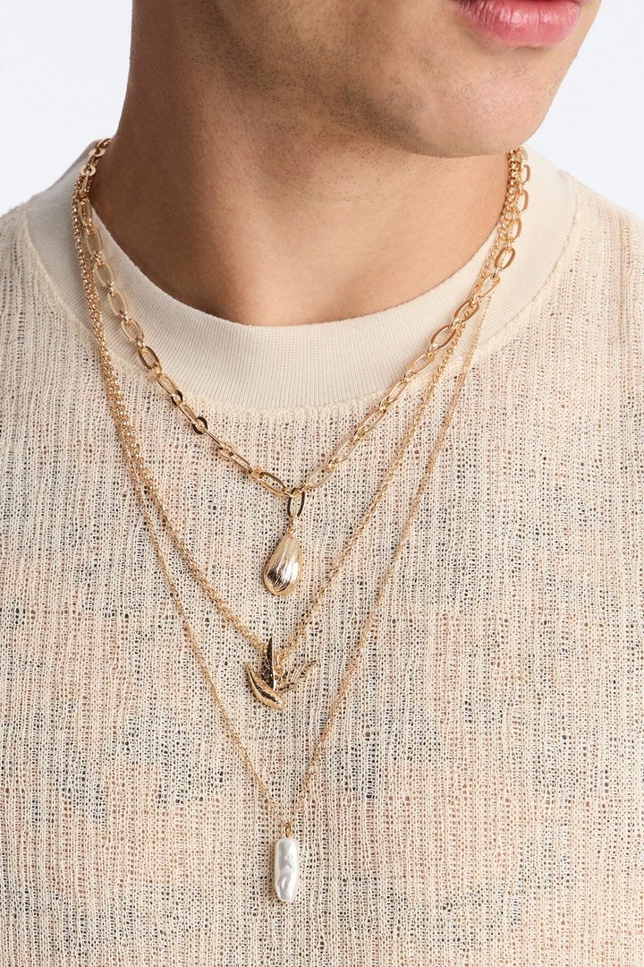 Ascending Flight Chain Necklace Set - Gold