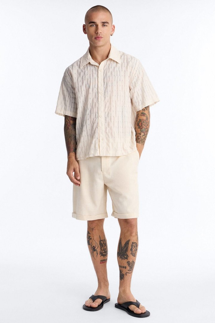 Dream Puff Cuban Collar Button Up Shirt - Cream