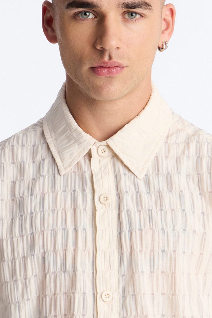 Dream Puff Cuban Collar Button Up Shirt - Cream