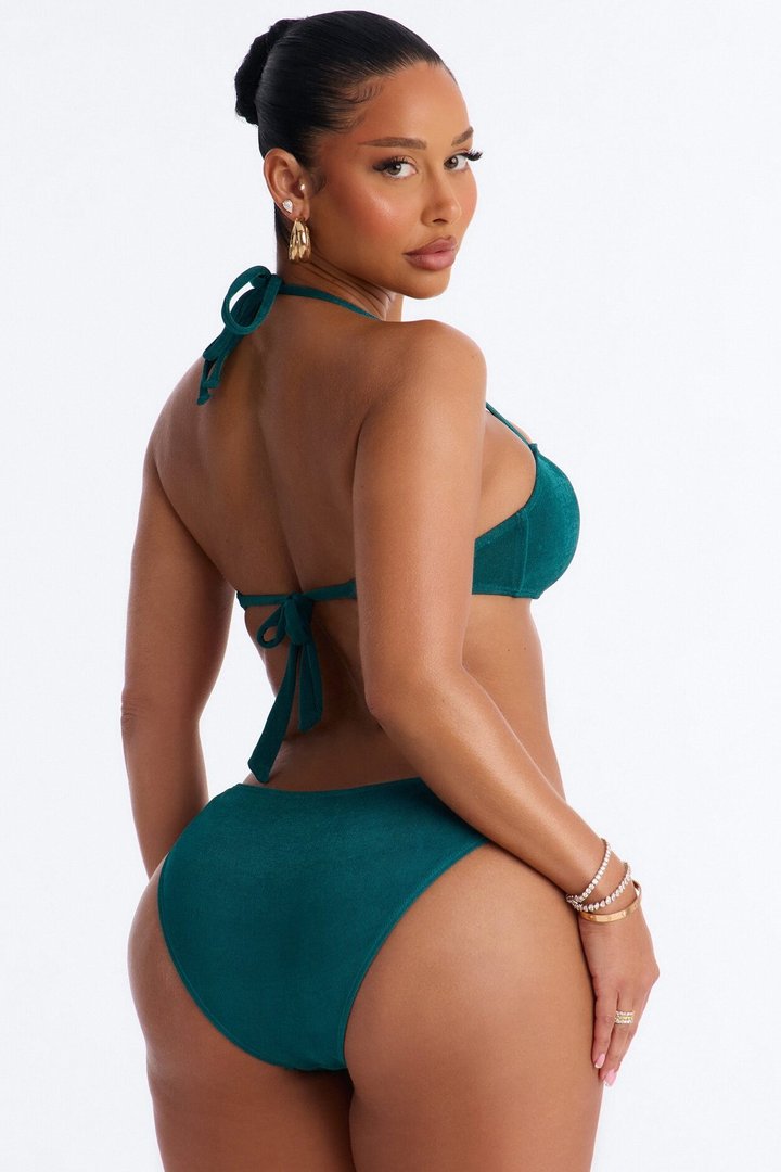 Sonia Hardware Bandeau 3 Piece Bikini Slinky Maxi Skirt Set - Green