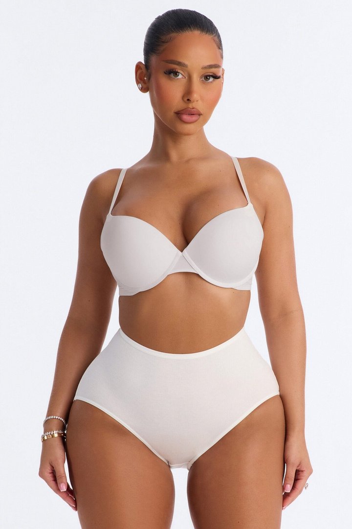 Lightweight Ribbed Lounge Brief Panty - White