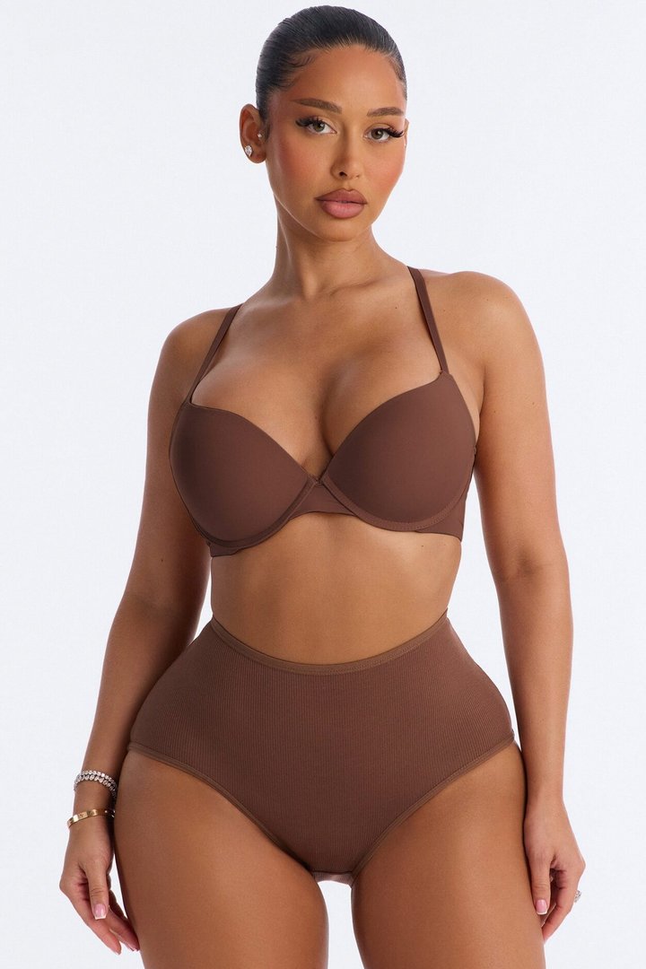 Lightweight Ribbed Lounge Brief Panty - Brown