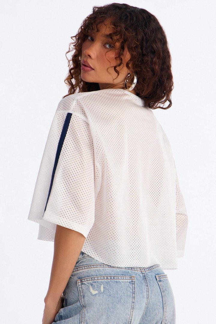 USA Lace Cropped Jersey - White