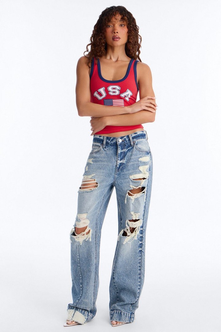 USA Scoop Neck Tank - Red