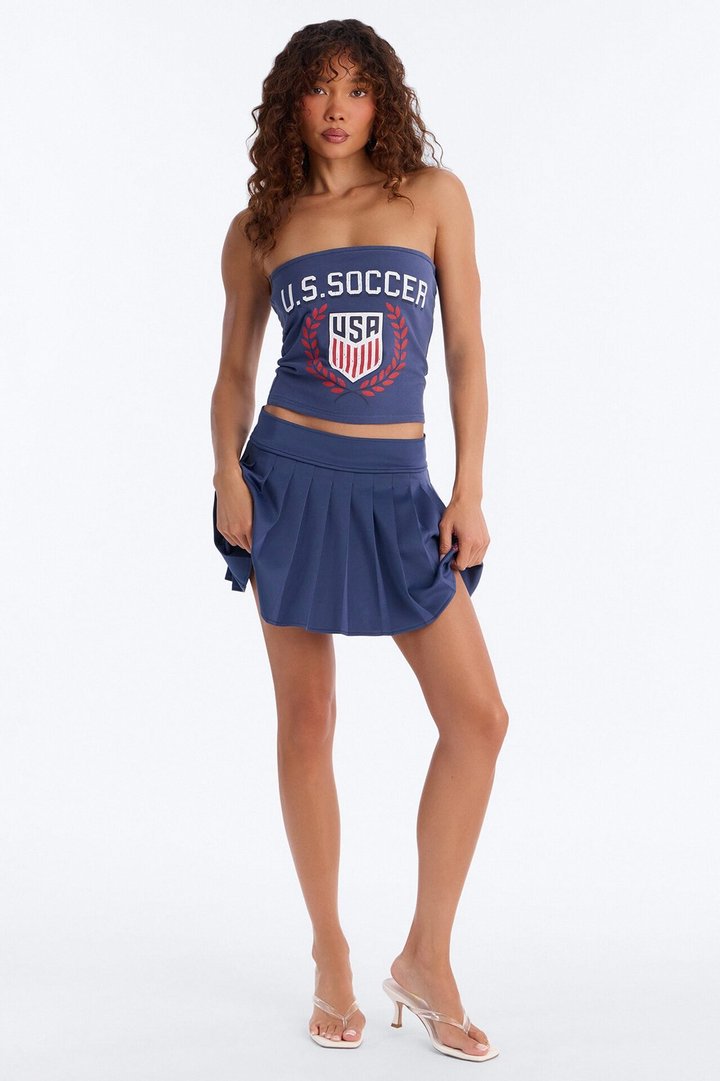 US Soccer Cropped Tube Top - Navy