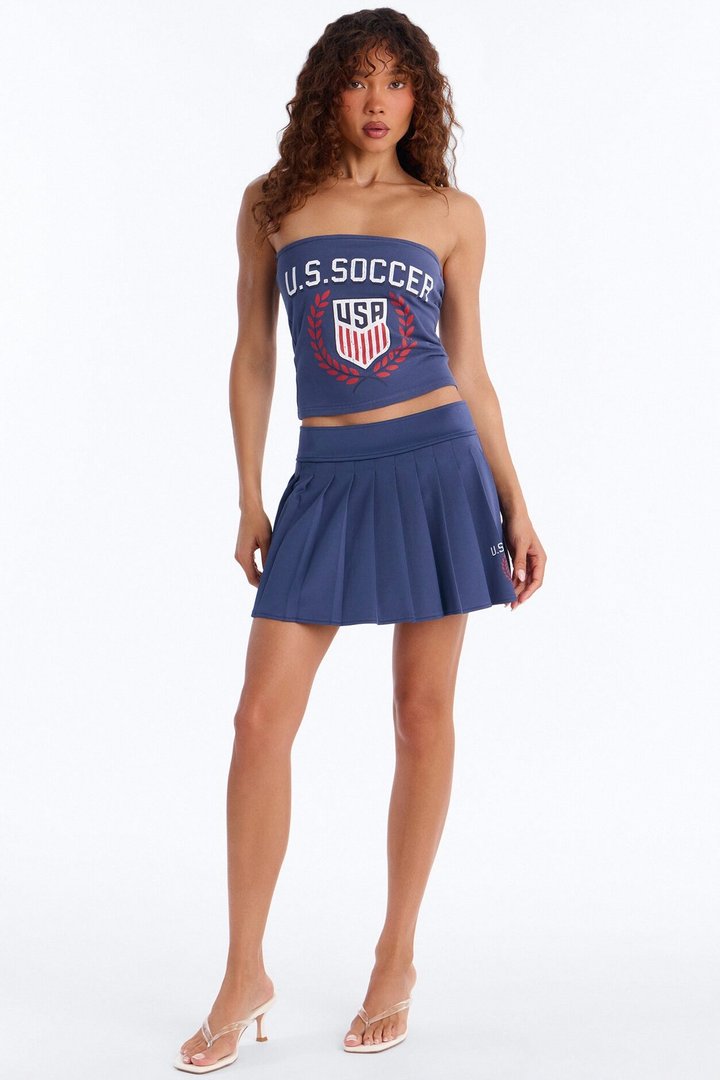 US Soccer Pleated Mini Skirt - Navy