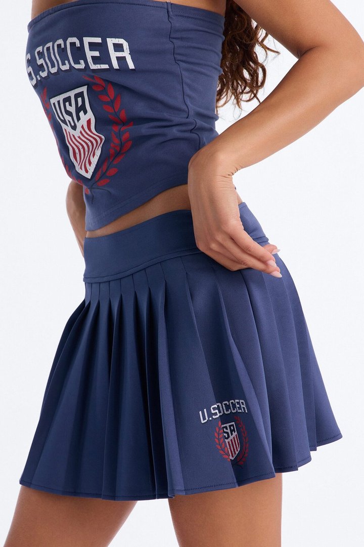 US Soccer Pleated Mini Skirt - Navy