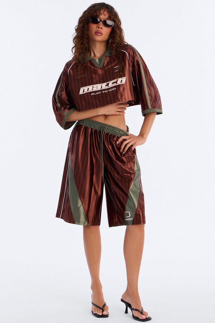 Play To Win Jort Set - Brown/combo