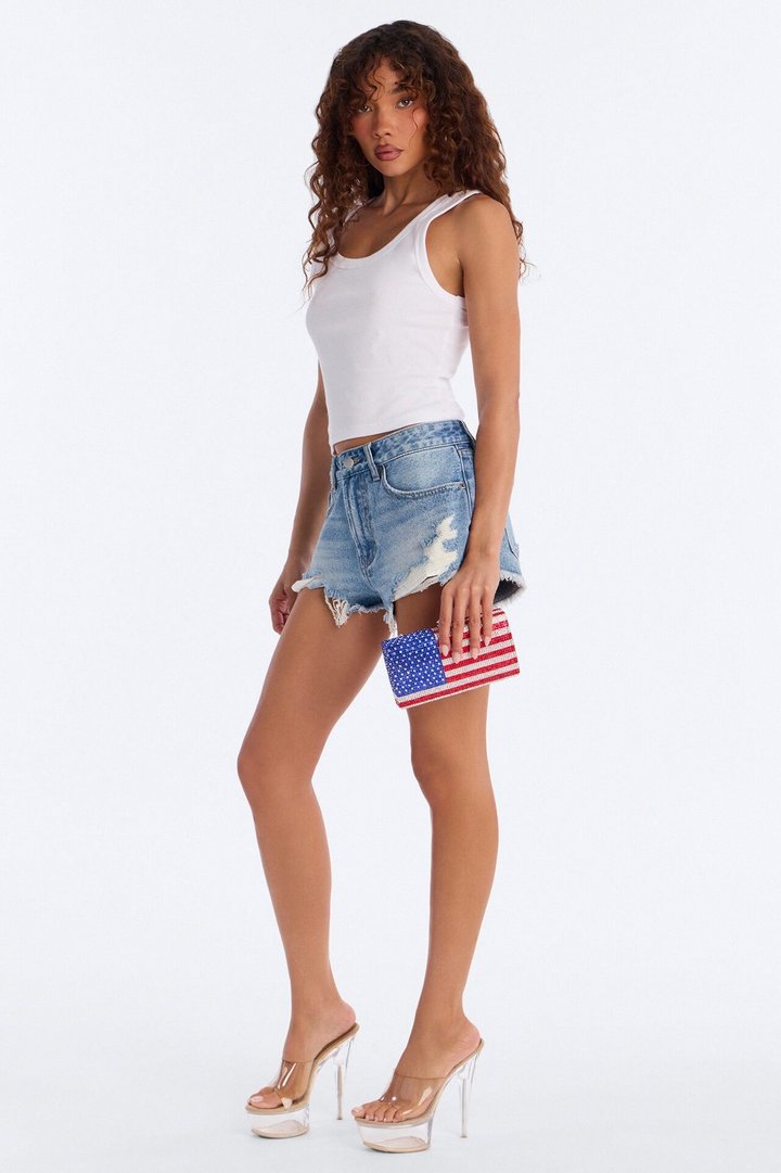 Star Spangled Shine Rhinestone Clutch - Red/combo