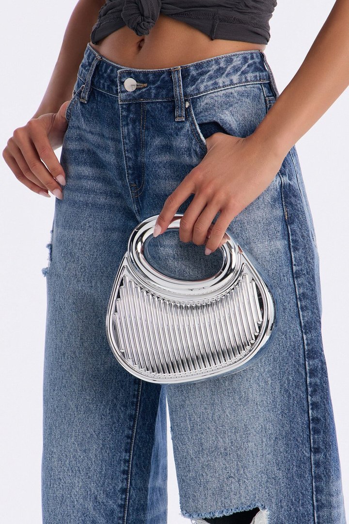 Take Note Hard Case Clutch - Silver
