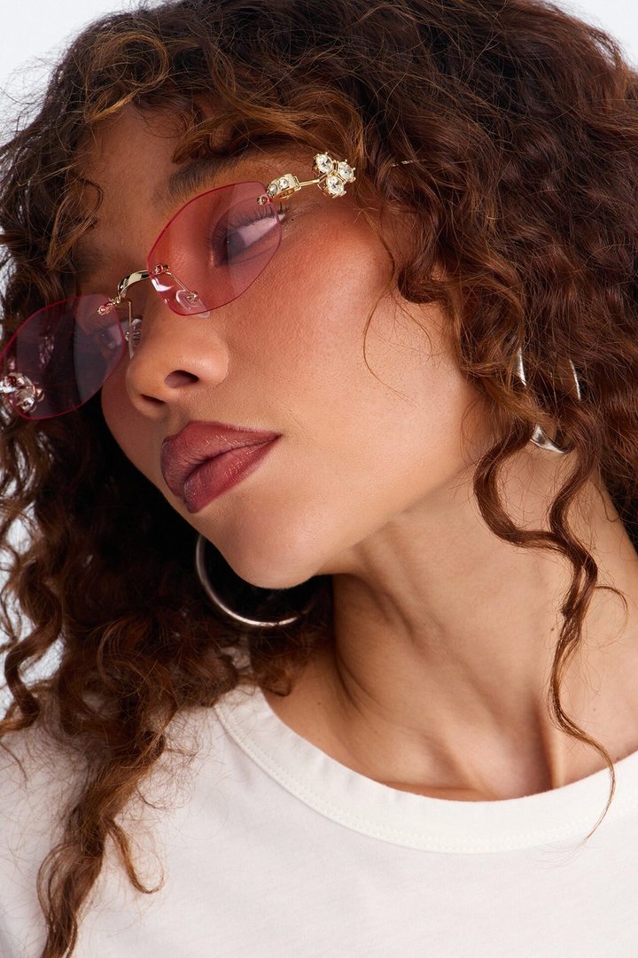 Faded Jeans Sunglasses - Gold/Pink