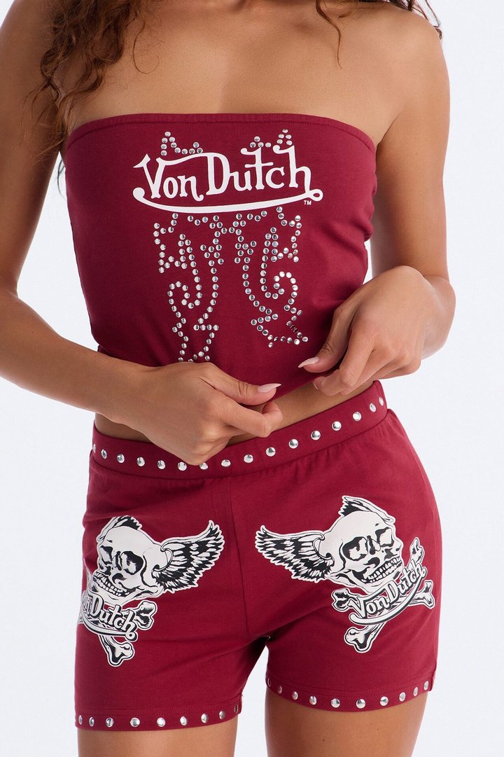 Von Dutch Out West Tube Top - Burgundy