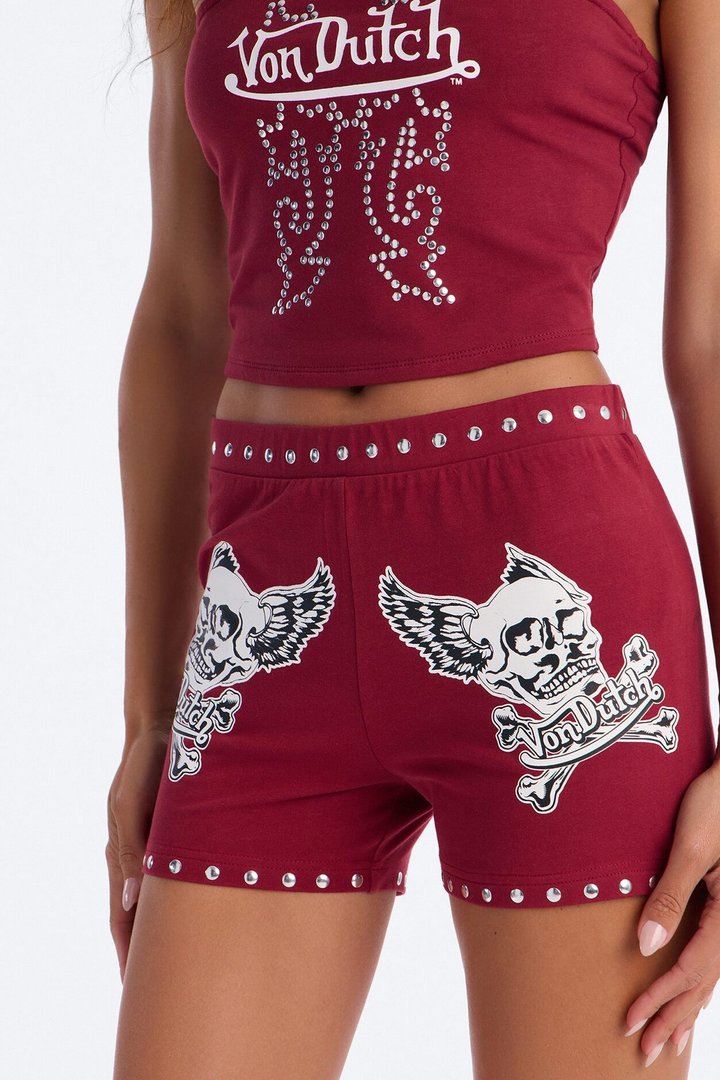 Von Dutch Out West Micro Short - Burgundy