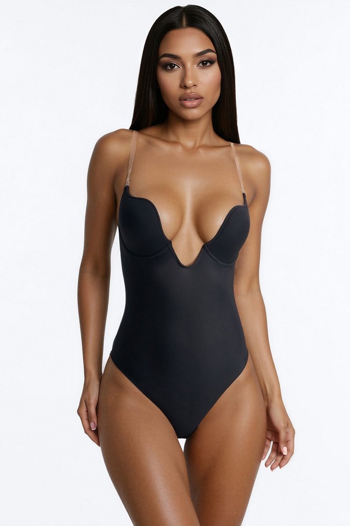 Second Skin Smoothing U-Plunge Bodysuit - Black