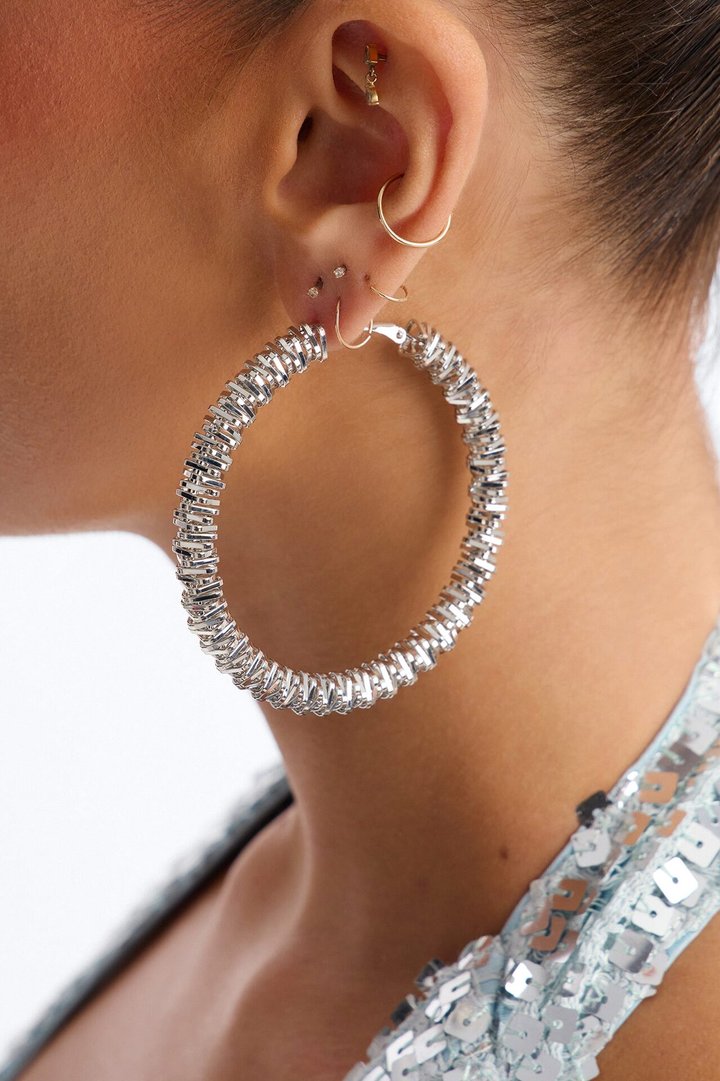 Rebel Layers Hoop Earrings - Silver
