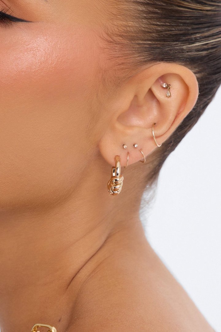 The Minimal 3 Pair Earring Set - Gold