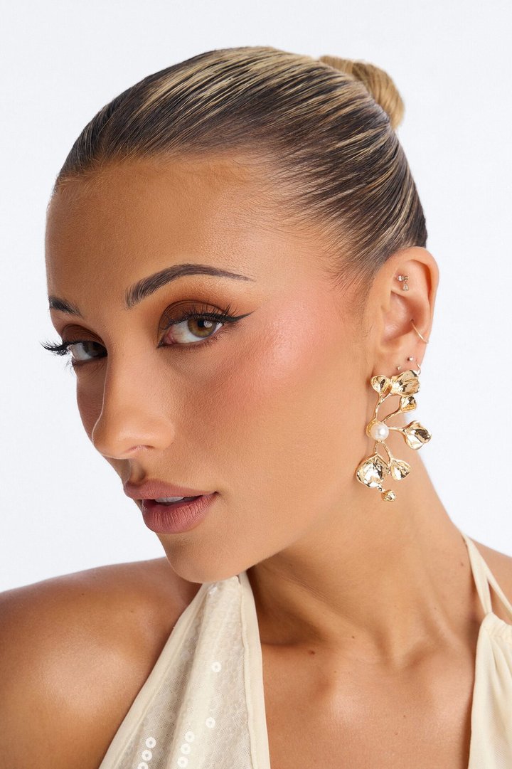 Nappa Vines Drop Earrings - Gold