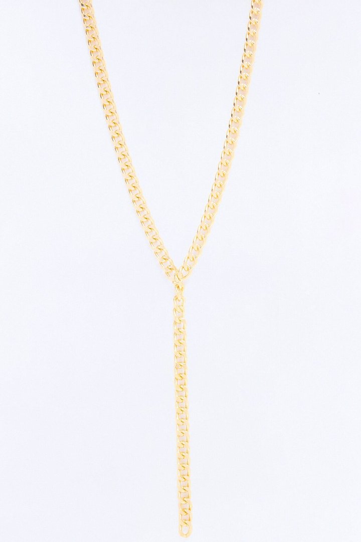 Downtown Chain Lariat Necklace - Gold