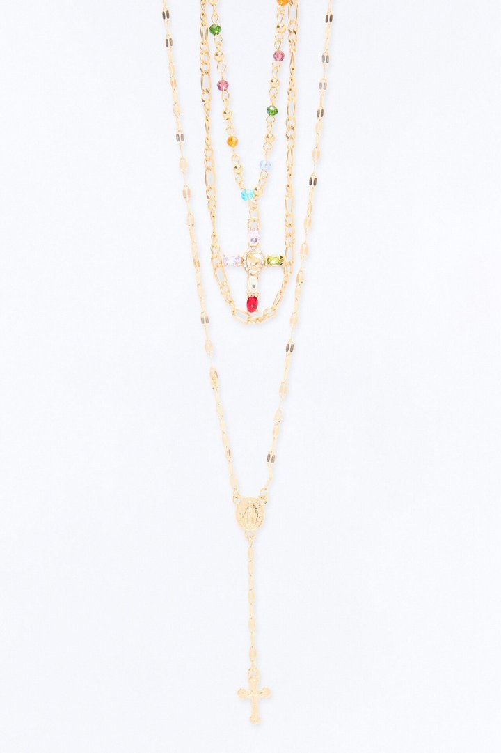 Joyous Feeling Lariat Neckalce - Gold/Multi